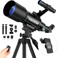 Telescope for Children, NACATIN 70 mm Aperture Refractor Telescope for Children, Adults & Beginners, Adjustable Tripod, with Smartphone Adapter and Wireless Remote Control