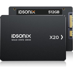 iDsonix SATA SSD 512GB 2.5 Inch SSD Hard Drive Internal, 500MB/s Read, 450MB/s Write, with 3D NADA Flash & Data Protection, Ideal for Laptop, Desktop (PC), X20