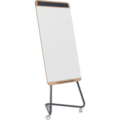 Bi-Office Ace Magnetisches Mobiles Whiteboard, 700x1000mm, Lackierte Stahloberfläche, Holz- und Anthrazit-Metallstruktur