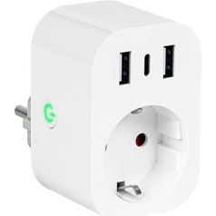 72-077# wifi kontrolēta viedā kontaktligzda tuya usb+2xusb-c