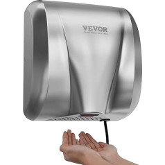 VEVOR Hand Dryer 1300 W Electric Hand Dryer 7-10s Drying Time Commercial Wall Hand Dryer with HEPA Filter 99.97% Filtration Efficiency Air Hand Dryer Kitchen Bathroom Toilet