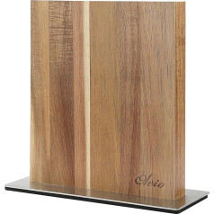 zayiko High-Quality Magnetic Double-Sided Knife Block Made of Acacia Wood, Space for 8 Kitchen Knives, Strong Magnets, Solid 3.5 cm Wood, Timeless and Modern, Without Knife