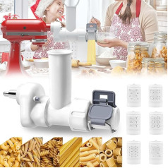 Pasta Attachment for Kitchenaid Stand Mixer, Pasta Sheet Roller Pasta Machine Accessories with 6 Pasta Tools, Pasta Machine Accessory Set for Spaghetti Penne Fusilli Rigatoni Ziti Macaroni Pasta