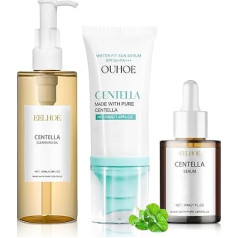 Centella Asiatica Skin Care Set, Centella Cleansing Oil + Centella Serum + Centella Sunscreen SPF 50, Centella Asiatica Extract, Suitable for Sensitive Skin