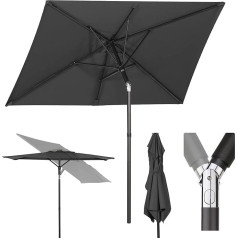 Sekey® 180 x 130 cm Parasol for Balcony, Patio and Garden, Windproof, Tilting, Grey, UPF 50+, Rectangular