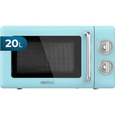 Cecotec Proclean 3010 Mechanical Microwave 20L Retro Blue 700W in 6 Levels Timer up to 30 Minutes Defrost Mode Vintage Blue Steel Finish