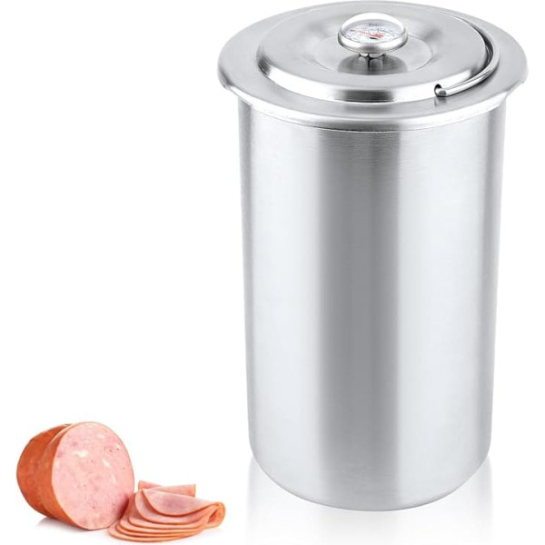 Ham Press, Meat Press Stainless Steel Ham Maker with Thermometer Hand Meat Press for Lunch Tool for Making Homemade Deli Meat Sandwich Bacon