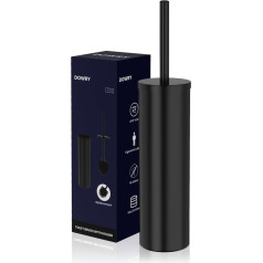 Silicone Toilet Brush with Holder, Black, Cylindrical Toilet Brush with 2 Replacement Brushes, Freestanding Toilet Brush Set for Bathroom, Hygienic Cleaning & Stainless Steel, Toilet Accessories