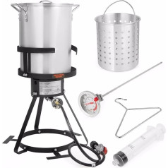 Barton 30QT Turkey Deep Fryer 37,000BTU Fish Fryer Pot Combo Boiler Steamer Roasting Dish Shell Casserole Pot Cooking Lid Seafood Cajun Gas Stove Burner Stand Injector