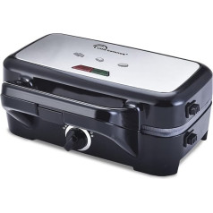 LITTLE BALANCE Speed'n Mixt 1200 Waffle Iron 2-in-1 Waffle Iron with Grill, Removable Plates, 1200 W, Black Stainless Steel