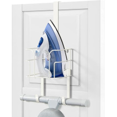 TJ.MOREE Ironing Board Hanger Door Wall Mounted Laundry Room Iron and Ironing Board Storage Holder (White)