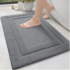 DEXI Bath Mat Non-Slip Washable Bathroom Rug Microfibre Bath Mat Soft Bath Mat Absorbent Shower Mat for Shower, Bathtub, Toilet - 40 x 60 cm, Dark Grey