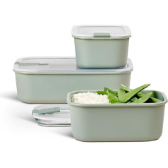 Mepal – Frischhaltedosen set 3-teilig EasyClip – Schüssel mit Deckel & Klickverschluss – Geeignet für Mikrowelle, Dampfgarer, Kühl- und Gefrierschrank – 2 x 700 ml + 1500 ml – Nordic sage