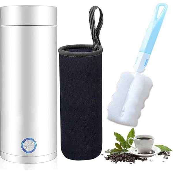 Portable Kettle Small Electric Travel Kettle: Mini Kettle Electric Travel Tea Kettle, Stainless Steel Kettle with Power Cable, Cup Sets and Cleaning Brush