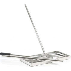 Wiltec Stainless Steel Lawn Squeegee with Handle Size M, Surface Leveler 25 x 75 x 2.8 cm Balance Unevenness in the Lawn, Leveler Garden Tool for Grass Sand