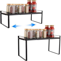 CYEER Kitchen Cabinet Organiser, 2 Sizes, Extendable Closet Organiser, Shelf, Adjustable Closet Organiser, Suitable for Home and Kitchen, 2 Pack