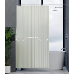 ovimar Kjelfossen Magnetic Shower Curtain, Beige, Washable, Quick-Drying, Anti-Mould Shower Curtain, 120 x 200 cm, Opaque Curtain for Bath or Shower