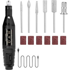 TIEOAXFT Vereinfachte elektrische Nagelschleifer-Pediküre-Maniküre-Werkzeuge, professionelle Nagelbohrmaschine, geräuscharme Schneider, Nagelfeilen-Kit(Black-Set)