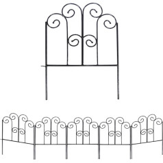 SCENDOR GARDEN Decorative Iron Garden Fence 43 cm x 1.5 m, Pack of 5 Panels Rust Resistant Metal Fence Panels for Flower Beds, Vegetable Gardens and Landscaping - Designs for Dogs
