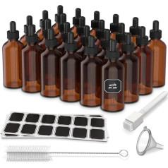 Ujjdwiurgh Packung mit 24 Tropfflaschen aus bernsteinfarbenem Glas, 114 ml, bernsteinfarbene Tropfflasche mit Tropfpipette für Tinktur, Öllecktest