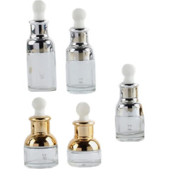 DEARMAMY 5 x Dropper Bottles Essential Oil Container and Perfume Holder Reusable Bottles for Cosmetics and Liquids with White