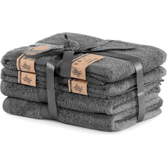 DecoKing Set of 6 Graphite Cotton 4 Hand Towels 50 x 100 cm and 2 Bath Towels 70 x 140 cm Shower Towels Bamboo Viscose Absorbent Antibacterial Bamboo Bamby Grey Anthracite Graphite Grey Dimgrey