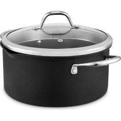 GF900254 Good Food in Partnership with Tower Hard Anodized 24cm Casserole Dish with Tempered Glass Lid, Pouring Lips, 10x Stronger High Quality Ceramic Non-Stick Coating