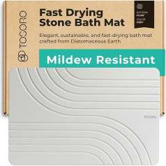 TOSORO - Stone Bath Mat, Diatomaceous Earth Non-Slip Stone Shower Mat - Quick Drying, Absorbent Stone Bath Mat - Elegant & Modern Design, Easy to Clean (23.5 x 15 Grey)