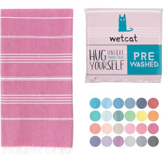 WETCAT Turkish Beach Towel, Oversized, 96.5 x 180.9 cm, 100% Cotton, Sand Free, Quick Drying, Extra Large, Turkish Towel, Lightweight Travel Towel for Adults, Beach Accessories, Fuchsia