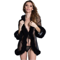 YJZQ Women's Kimono Lace Robe Flounce Transparent Wide Sleeve Dressing Gown Sleepwear Bathrobe V-Neck Nightdress Maxi Dress Pregnancy Dress with Belt for Women