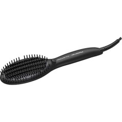 Rowenta x Karl Lagerfeld CF582L Straightening Brush for All Hair Types Easy and Quick Straightening Gentle Ceramic Coating Ion Function Black/Red