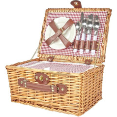The Home Deco Factory Willow Picnic Basket with Crockery Garden