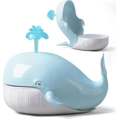HAUCOZE Whale Biscuit Tin Modern Arts Figure Ocean Gift Decor Polyresin Blue 23 cm