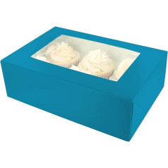 Unknown CULPITT 6/12 Cupcake Box, Pack of 20, Cupcake Boxes for Carrying Delicious Treats, Includes Double Insert for 6 Standard Cupcakes or 12 Mini Cupcakes Brights Teal, 86955