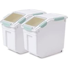 Toolzia Rice Dispenser 10kg Airtight Rice Storage Container Dry Food Large Sealed Cyan Pack of 2