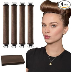 Heatless Hair Rollers, 4 Pieces, Brown, Heat-Free Curls, Heat Free Blow Out Rods, Overnight for All Curl Hair Types, DIY Hair Styling