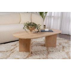 Hanah Home Elegant Coffee Table, Sapphire Oak, 119 x 39.8 x 60 cm, 100% Melamine Coated Particle Board, 18 mm Thickness, Stylish & Functional for Modern Living Spaces
