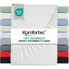 Komfortec Jersey fitted sheet, 200 x 200 cm, 100% cotton, white.