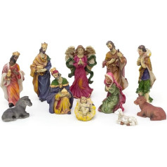 Carousel Home Traditional Nativity Scene with 11 Beautiful Detailed Figures | Resin Statues and Sturdy Nativity Scene Nativity Figures | Christmas Nativity Set with Figures