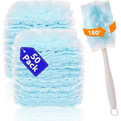 Duster Refills, Compatible with Flash Dusters, 180° Multi Surface Duster Replacement with Handle, Disposable Duster Refills for Cleaning Furniture, Office, Blinds,