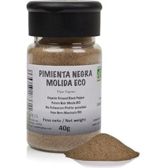 FRISAFRAN | Gemahlener Schwarzer Pfeffer Bio 40g | Reiner Pfeffer | gemahlen schwarzer Pfeffer | 100% ökologisch-natürlich | Intensiver Geschmack | Ideale Eintöpfe | Ohne Zusatzstoffe | Veganer