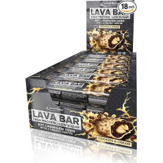 IronMaxx Lava Bar Protein Bar - Cookies and Cream 18 x 40 g | High Protein Bar with Creamy Core and Crispy Topping | Sugar-Reduced Protein Bar Palm Oil Free and No Preservatives