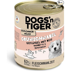 Dogs'n Tiger Junior, Dog Food, Green Beak, Dog Wet Food for Puppies with Chicken, Rice and Vegetables, No Cereals, Added Sugar, Artificial Preservatives, 6 x 800 g