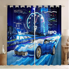Boys Racing Car Window Curtains for Bedroom Living Room Cool Sport Car Curtains for Kids Boys Girls Extreme Sports Window Curtains Blue Automotive Car Window Treatments W 46 x L 72