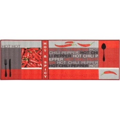 andiamo Rug Chilli Design Kitchen Rug, Hot & Spicy, Grey, Polyamide, 67 x