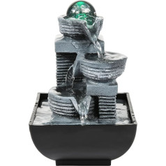 Dyna-Living Indoor Fountain with Coloured LED Light, Modern Decoration for Living Room, Bedroom, Office, Ideal for Meditation and Relaxation, Height 18.5 cm