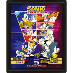 Pyramid International Sonic the Hedgehog Poster in 3D (Select Your Fighter Design) Lenticular 3D Wall Art and Poster in Black Picture Frame, 25cm x 20cm x 1.5cm - Official
