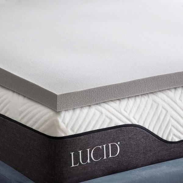 LUCID Memory Foam Mattress Topper 120 x 200 cm with Bamboo Charcoal, 5 cm Thick Mattress Topper 120 x 200 cm