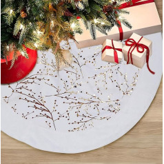 Bomiclss Weihnachtsbaumrock, 91,4 cm, Bodenabdeckung für Weihnachtsbaum, runde Bodenmatte für Ihren Weihnachtsbaum für Weihnachtsdekorationen & Neujahrsparty, Urlaub, Heimdekorationen (Gold, Zweige)