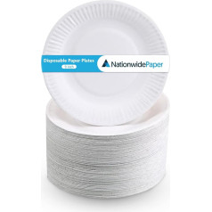Nationwide Paper Round Paper Plates 9 Inch White Disposable Plates for School, Office, BBQ, Ideal for Snacks, Meals and Desserts, Restaurant, Catering and Everyday Use (Pack of 1000)